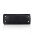 Generic Women's Faux Leather Textured Adjustable Long Belt Handbag (Black)