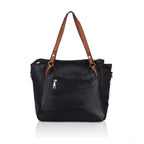 Generic Women's Faux Leather Textured Tote Bag (Black)