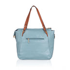 Generic Women's Faux Leather Textured Tote Bag (Blue)