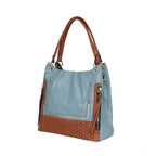 Generic Women's Faux Leather Textured Tote Bag (Grey)