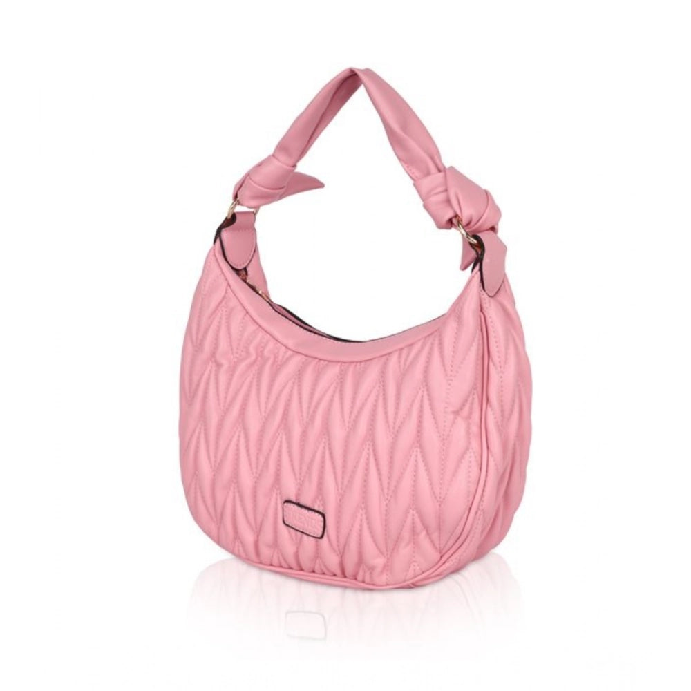 Generic Women's Faux Leather Textured Handbag (Pink) Secondary image