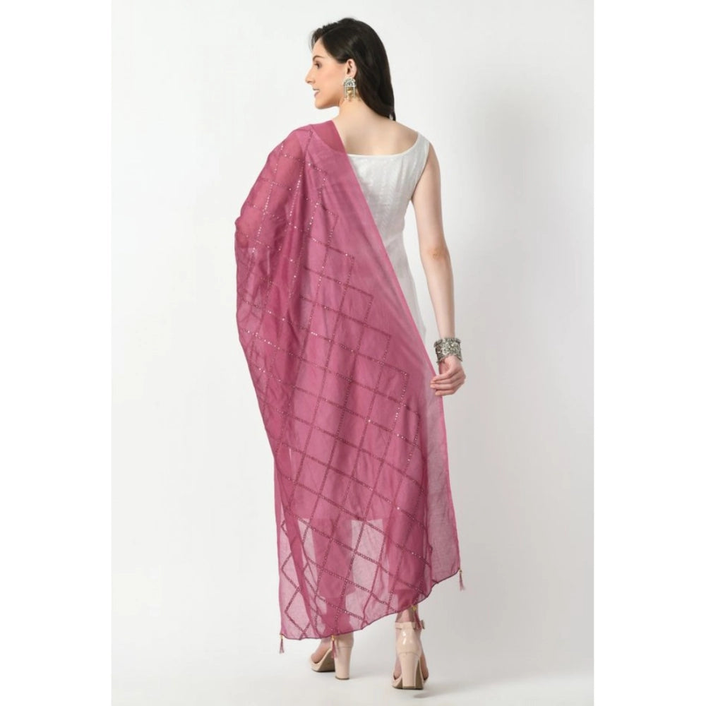 Generic Women's Chanderi Self Design Dupatta (Levender, Length: Free Size) Secondary image
