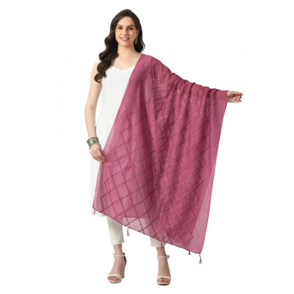 Generic Women's Chanderi Self Design Dupatta (Levender, Length: Free Size) Main image