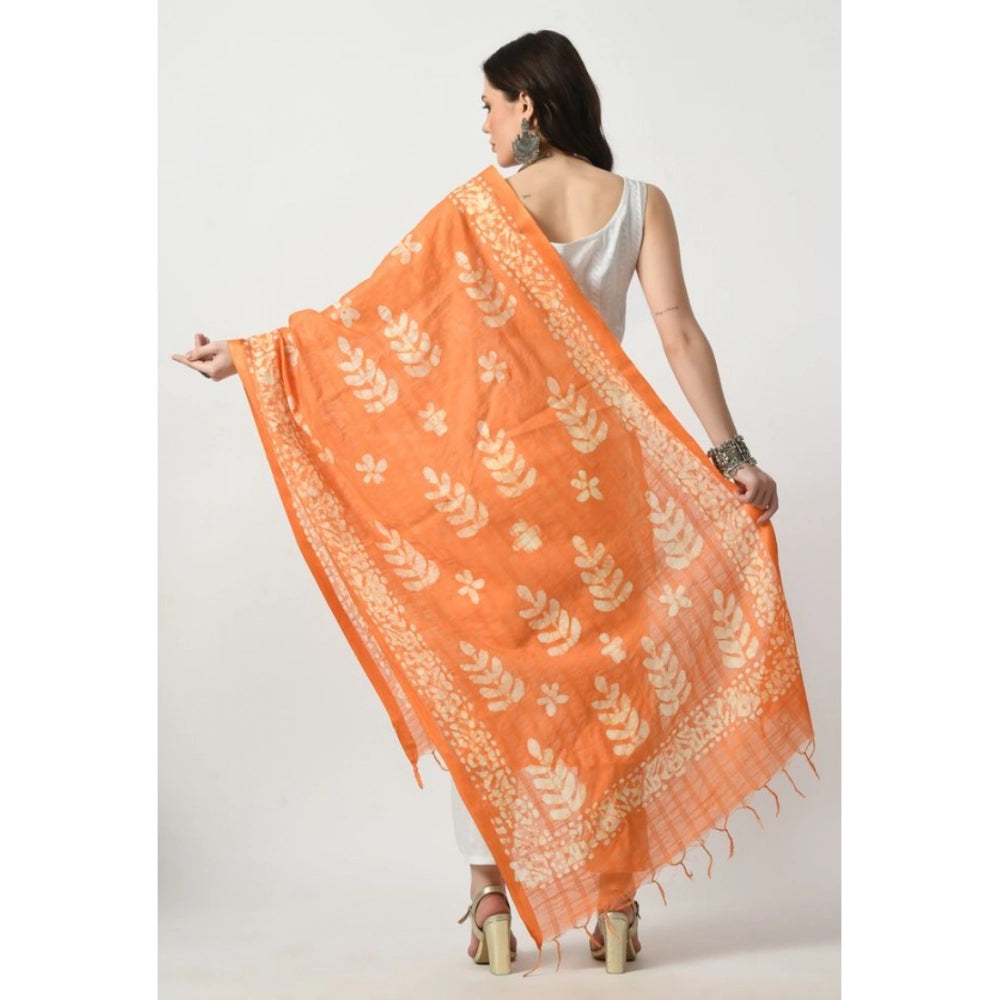 Generic Women's Cotton Printed Dupatta (Orange, Length: Free Size) Secondary image