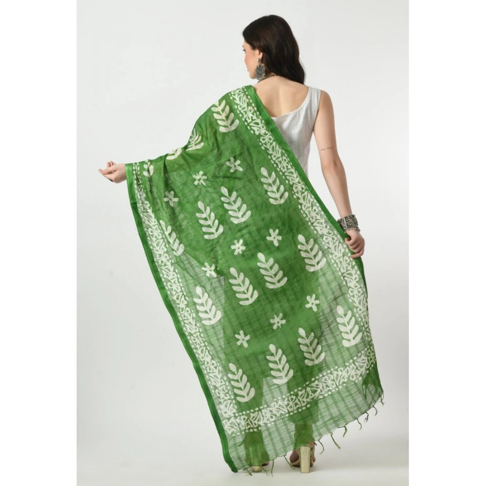 Generic Women's Cotton Printed Dupatta (Green, Length: Free Size) Secondary image