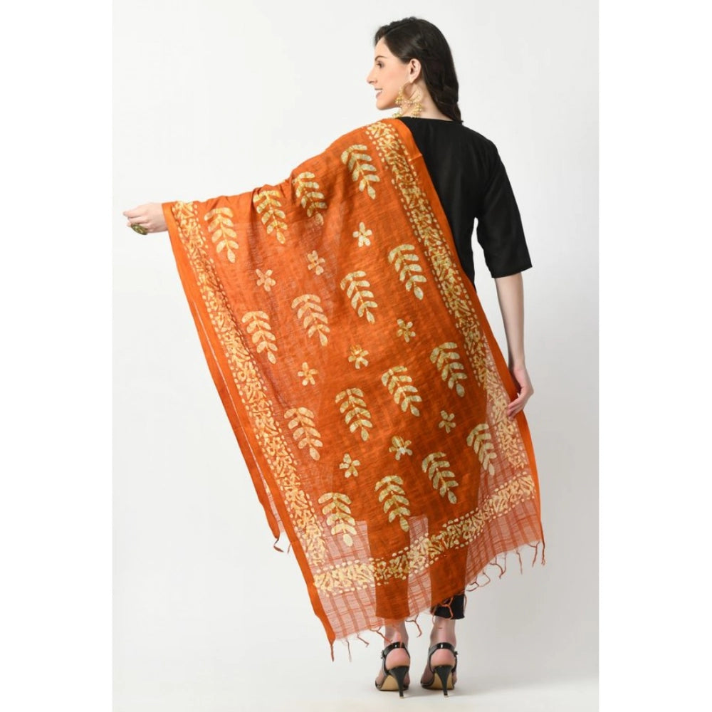 Generic Women's Cotton Printed Dupatta (Mustard, Length: Free Size) Secondary image
