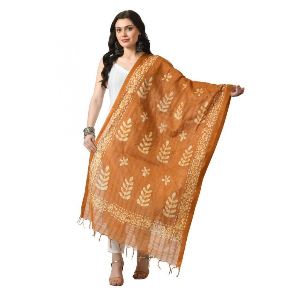 Generic Women's Cotton Printed Dupatta (Rust, Length: Free Size) Main image