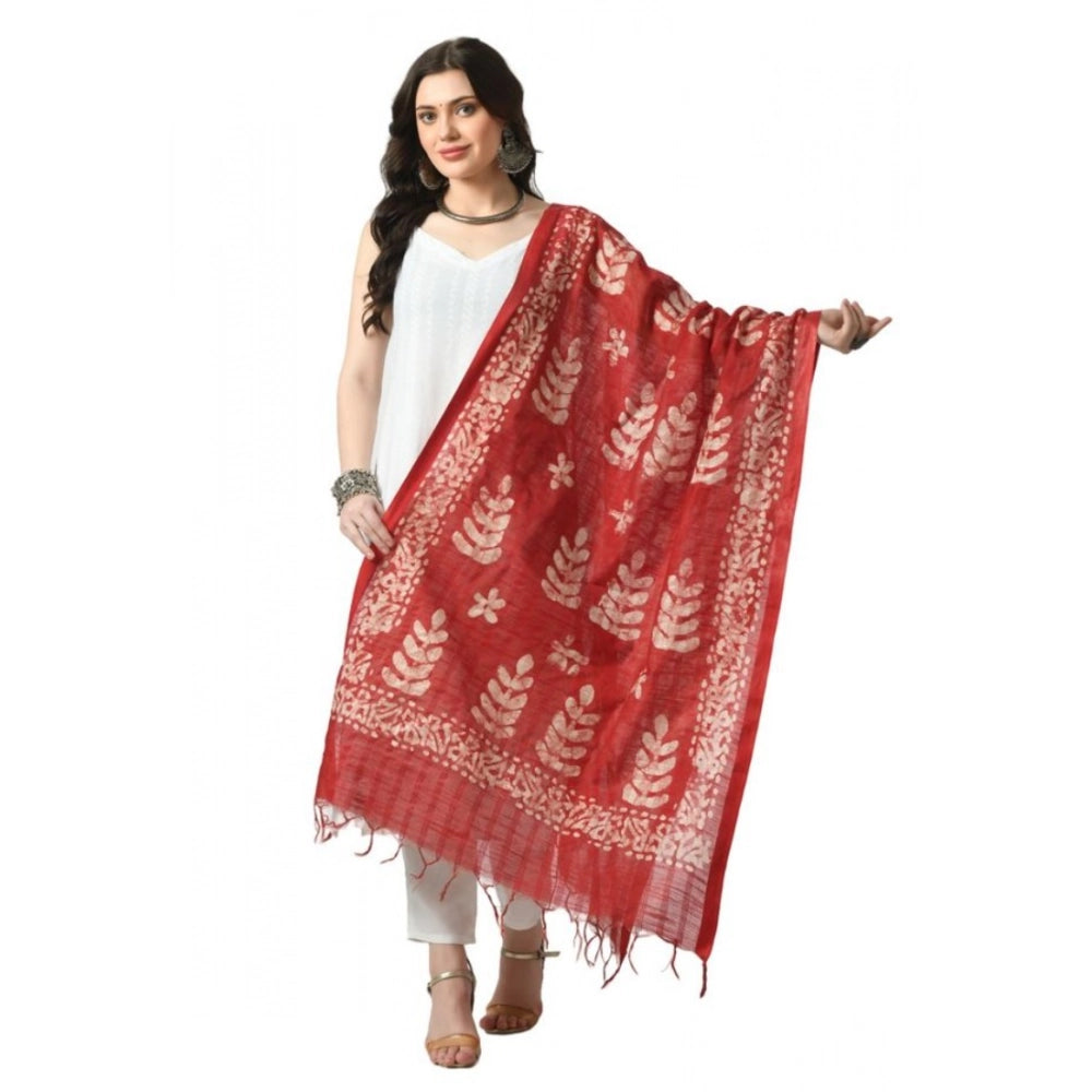 Generic Women's Cotton Printed Dupatta (Red, Length: Free Size) Main image
