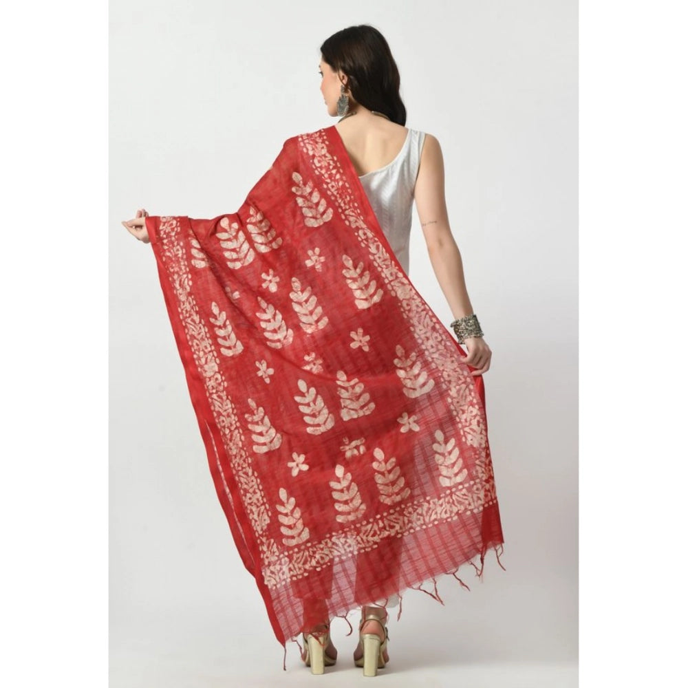 Generic Women's Cotton Printed Dupatta (Red, Length: Free Size) Secondary image