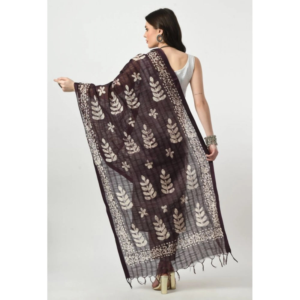 Generic Women's Cotton Printed Dupatta (Wine, Length: Free Size) Secondary image