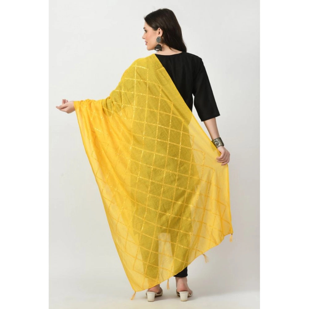 Generic Women's Chanderi Self Design Dupatta (Yellow, Length: Free Size) Secondary image