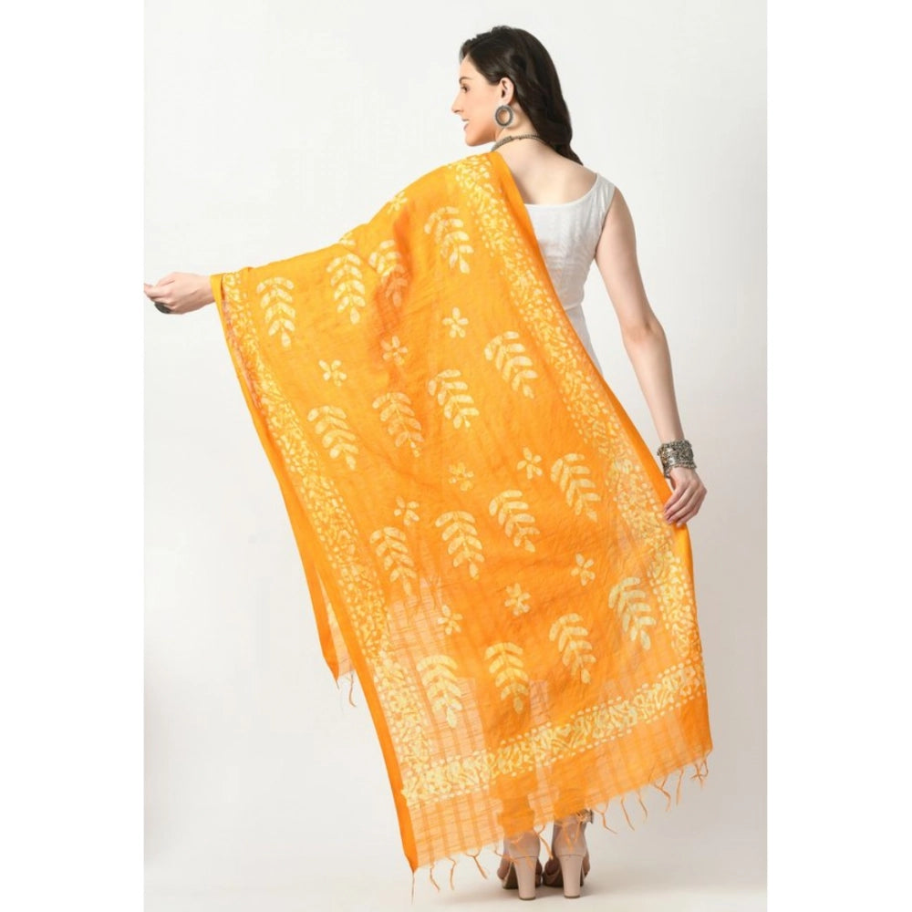 Generic Women's Cotton Printed Dupatta (Yellow, Length: Free Size) Secondary image
