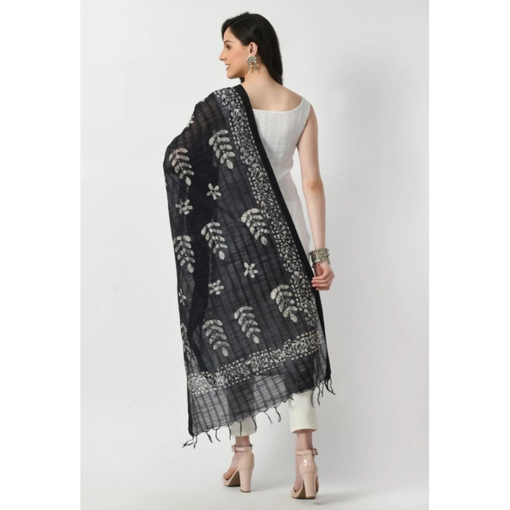 Generic Women's Cotton Printed Dupatta (Black, Length: Free Size) Secondary image