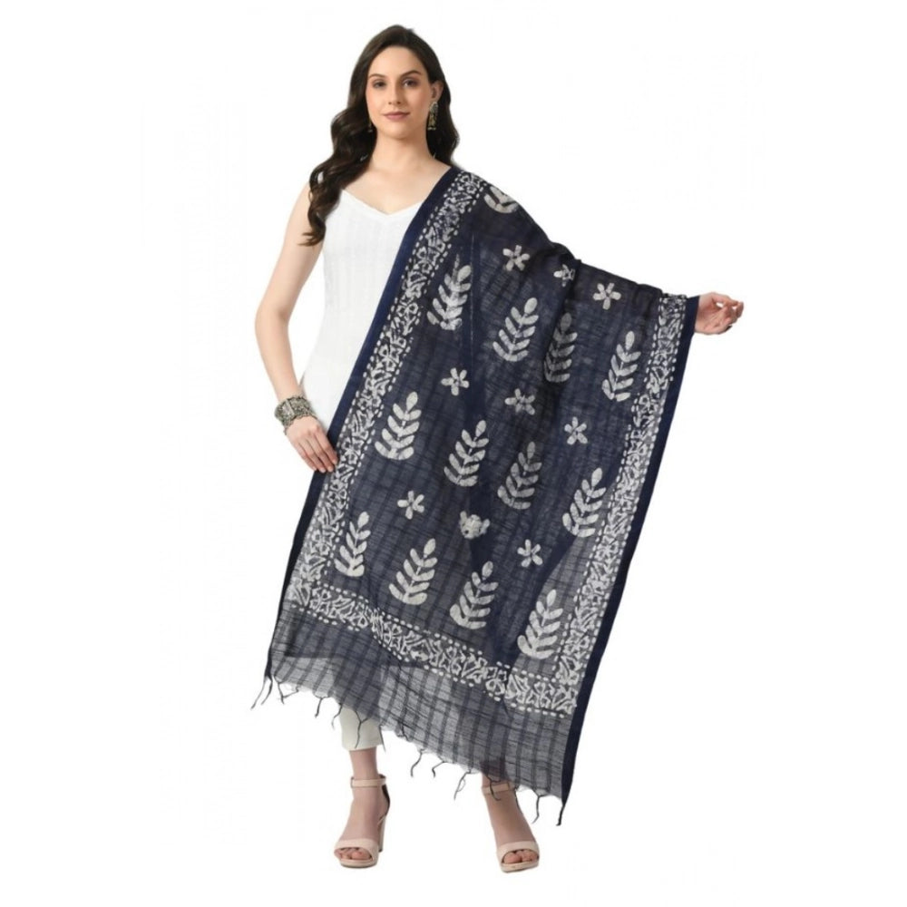 Generic Women's Cotton Printed Dupatta (Blue, Length: Free Size) Main image