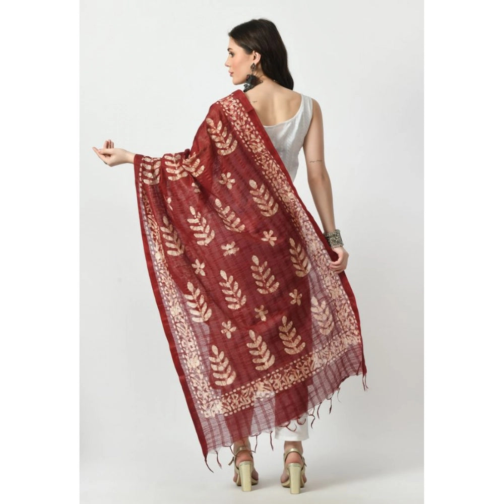 Generic Women's Cotton Printed Dupatta (Maroon, Length: Free Size) Secondary image