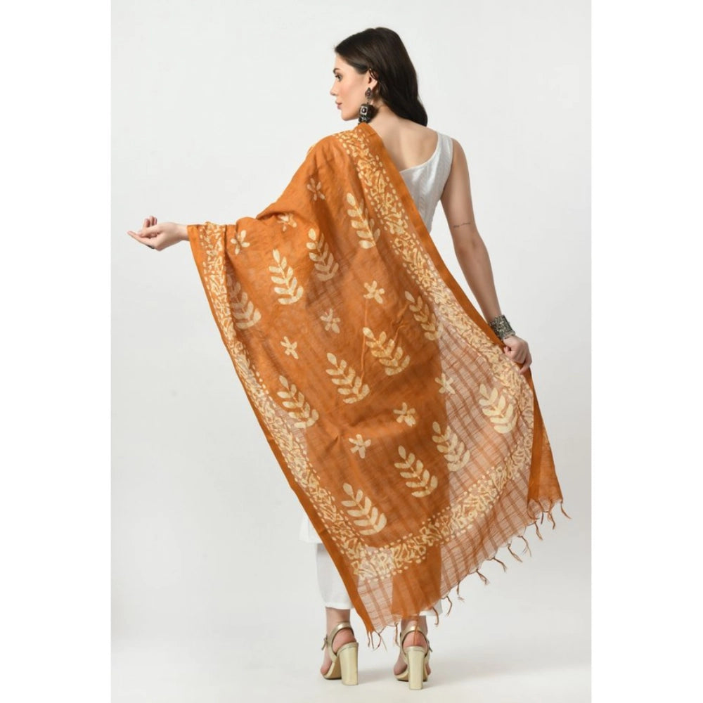 Generic Women's Cotton Printed Dupatta (Rust, Length: Free Size) Secondary image