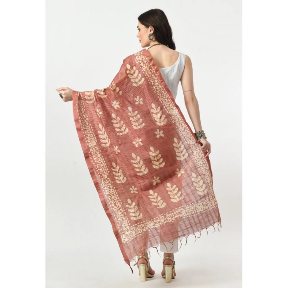 Generic Women's Cotton Printed Dupatta (Brown, Length: Free Size) Secondary image