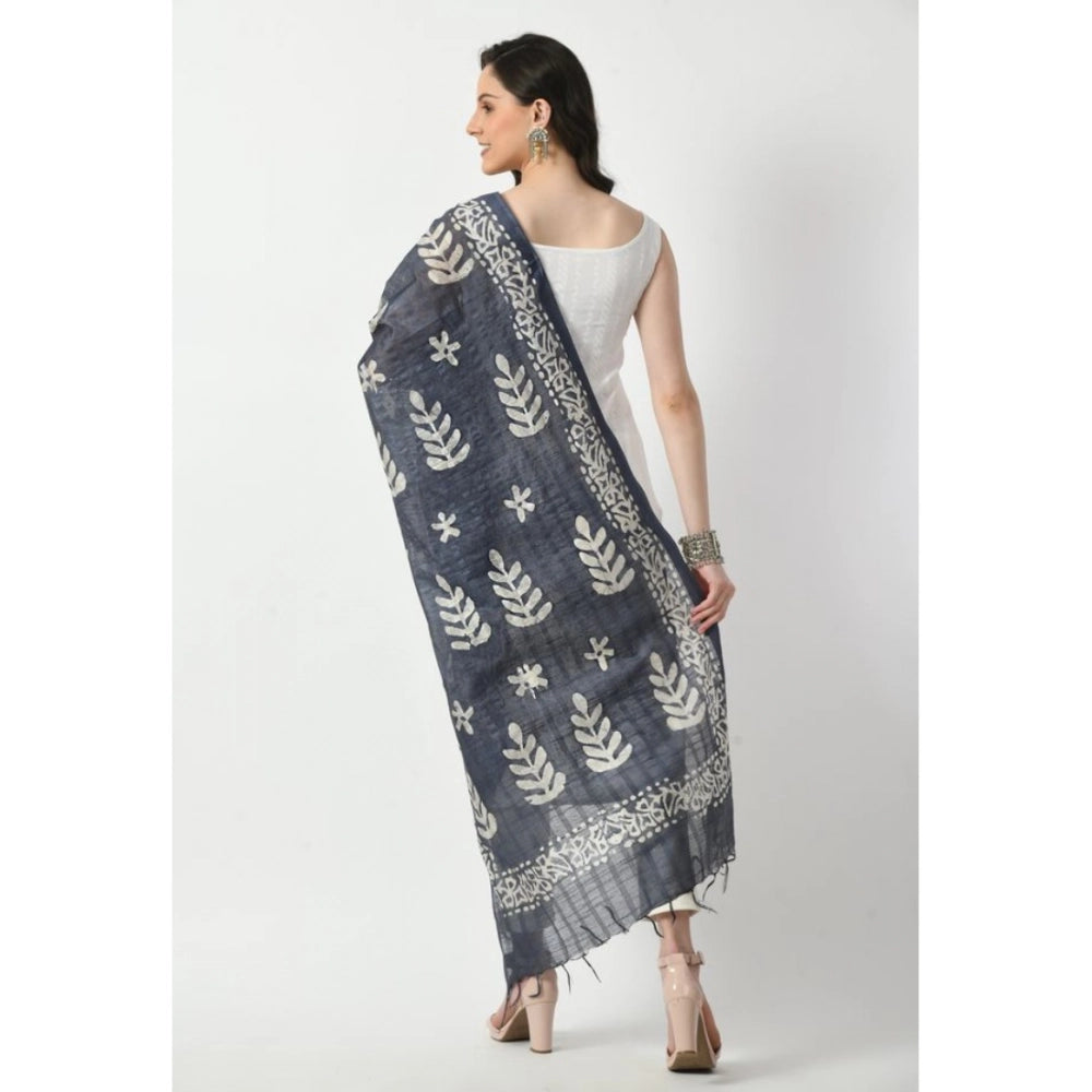 Generic Women's Cotton Printed Dupatta (Grey, Length: Free Size) Secondary image