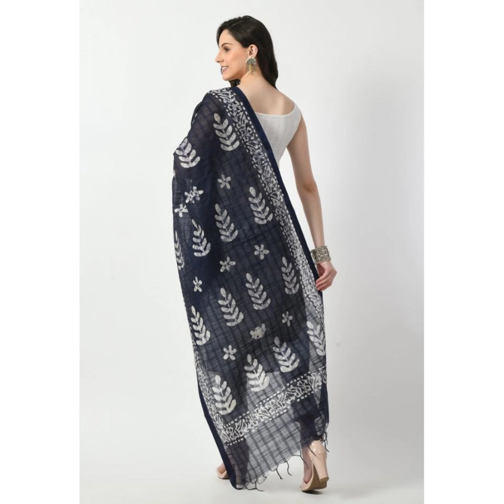 Generic Women's Cotton Printed Dupatta (Blue, Length: Free Size) Secondary image