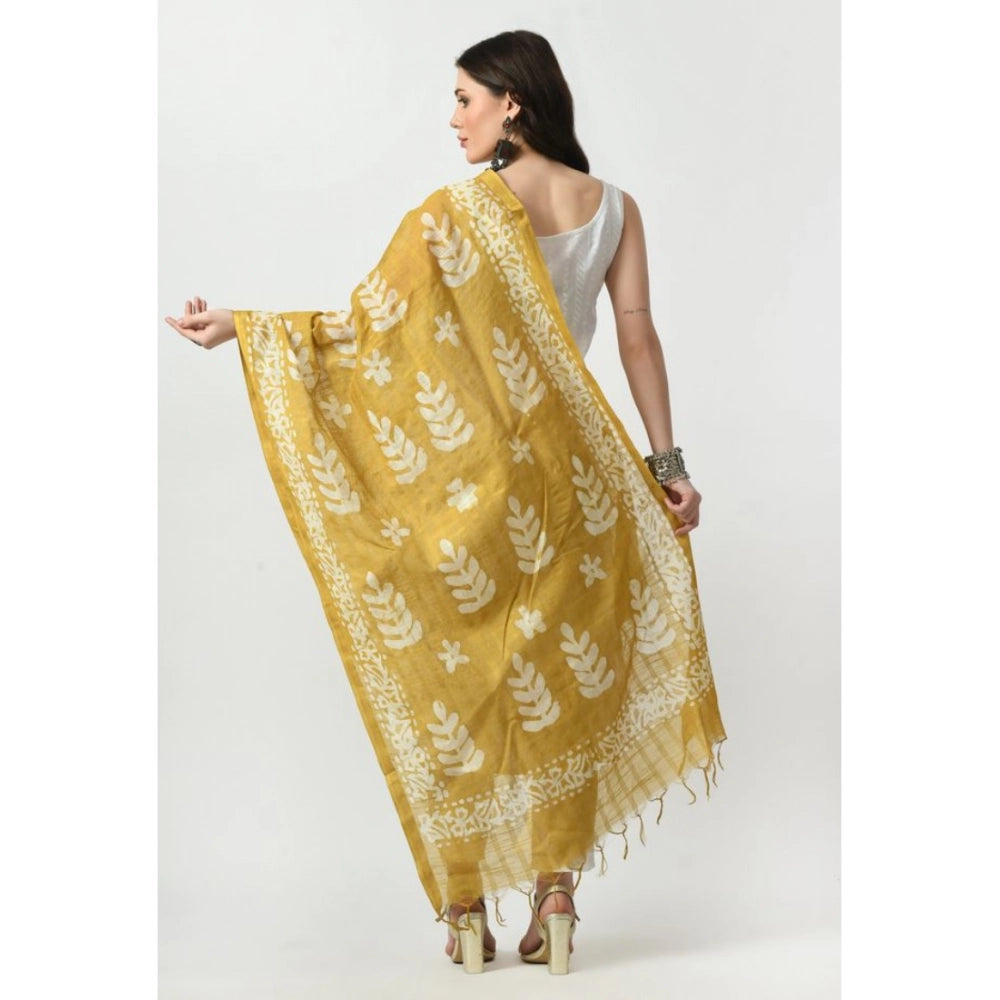 Generic Women's Cotton Printed Dupatta (Gold, Length: Free Size) Secondary image