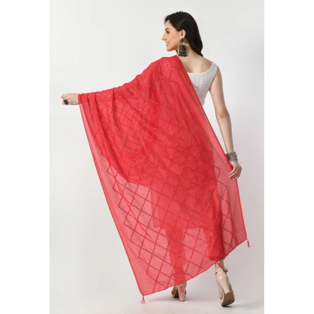 Generic Women's Chanderi Self Design Dupatta (Rani, Length: Free Size) Secondary image