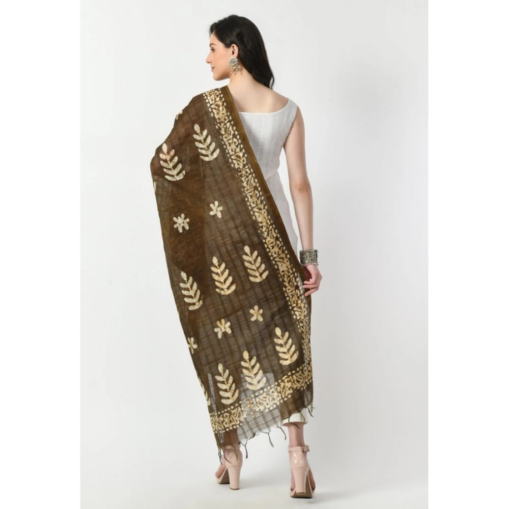 Generic Women's Cotton Printed Dupatta (Mehandi, Length: Free Size) Secondary image