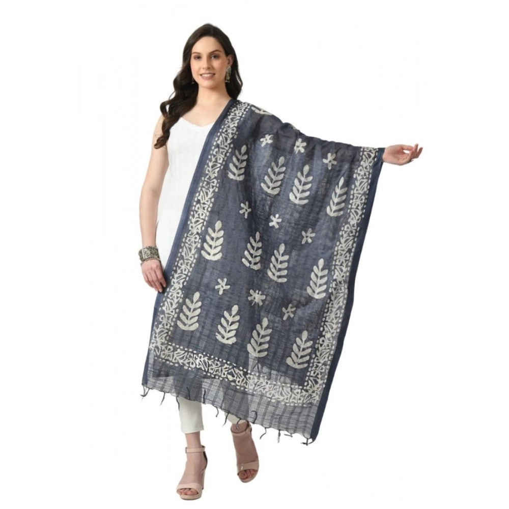 Generic Women's Cotton Printed Dupatta (Grey, Length: Free Size) Main image
