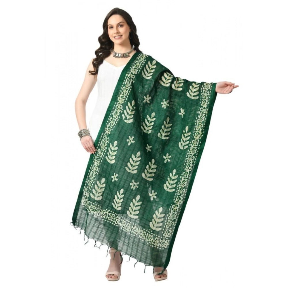 Generic Women's Cotton Printed Dupatta (Green, Length: Free Size) Main image