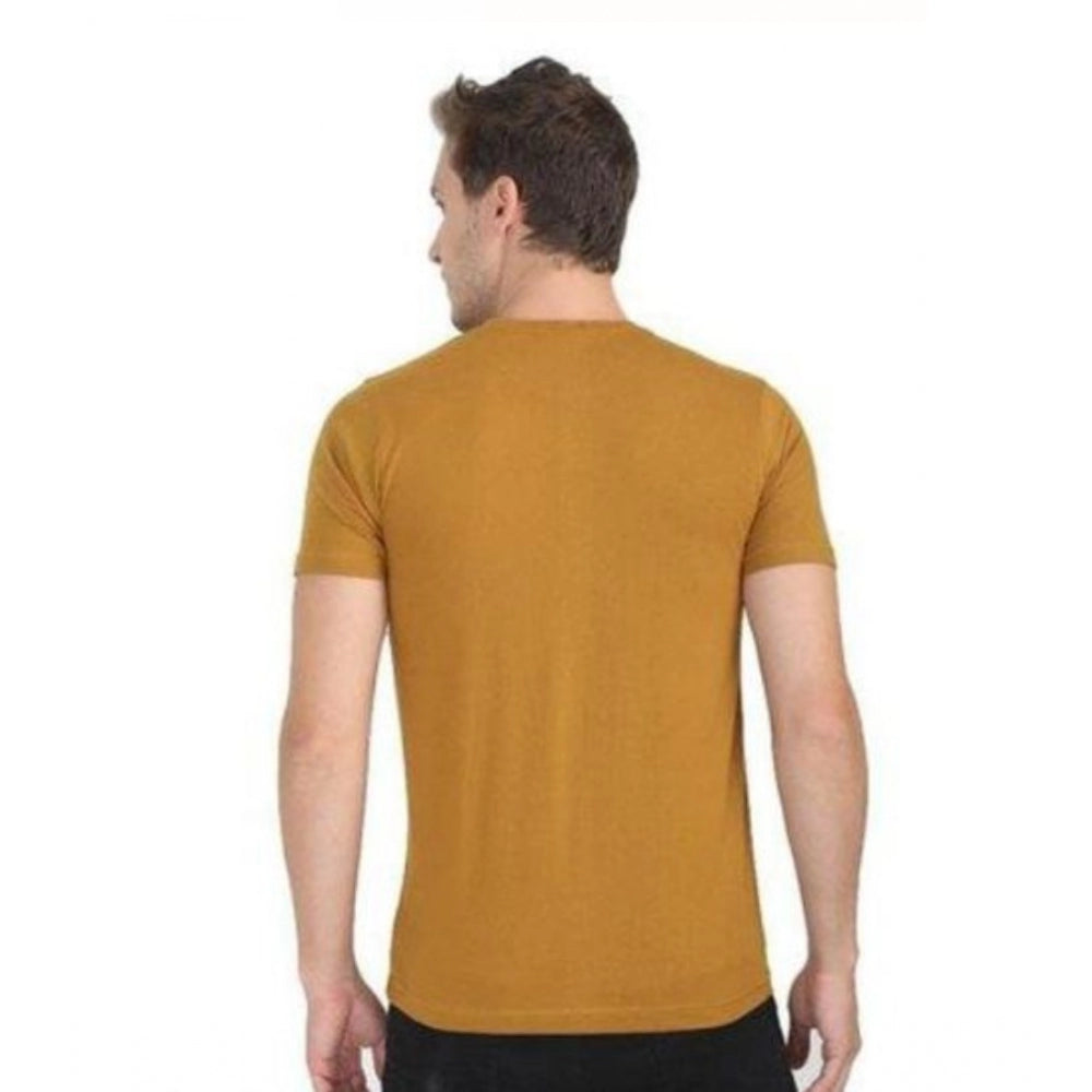 Generic Men's Casual Short Sleeves Cotton Round Neck T-shirt (Mustard) Secondary image