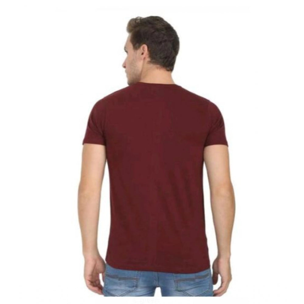 Generic Men's Casual Short Sleeves Cotton Round Neck T-shirt (Maroon) Secondary image