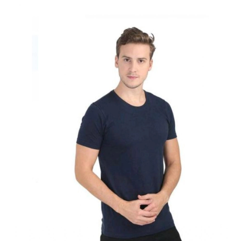 Generic Men's Casual Short Sleeves Cotton Round Neck T-shirt (Navy blue) Main image