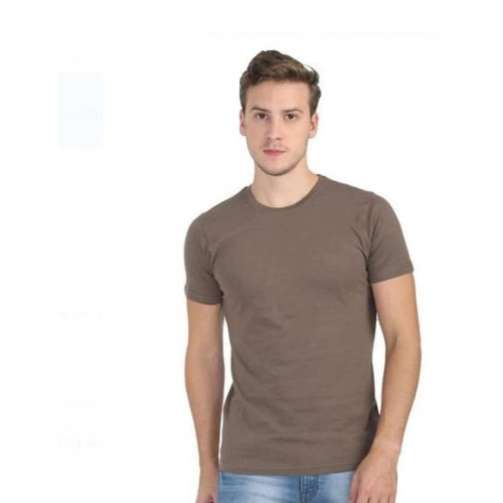 Generic Men's Casual Short Sleeves Cotton Round Neck T-shirt (Khaki) Main image