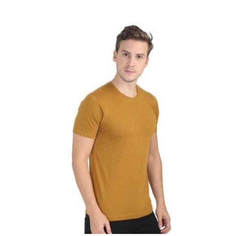 Generic Men's Casual Short Sleeves Cotton Round Neck T-shirt (Mustard) Main image