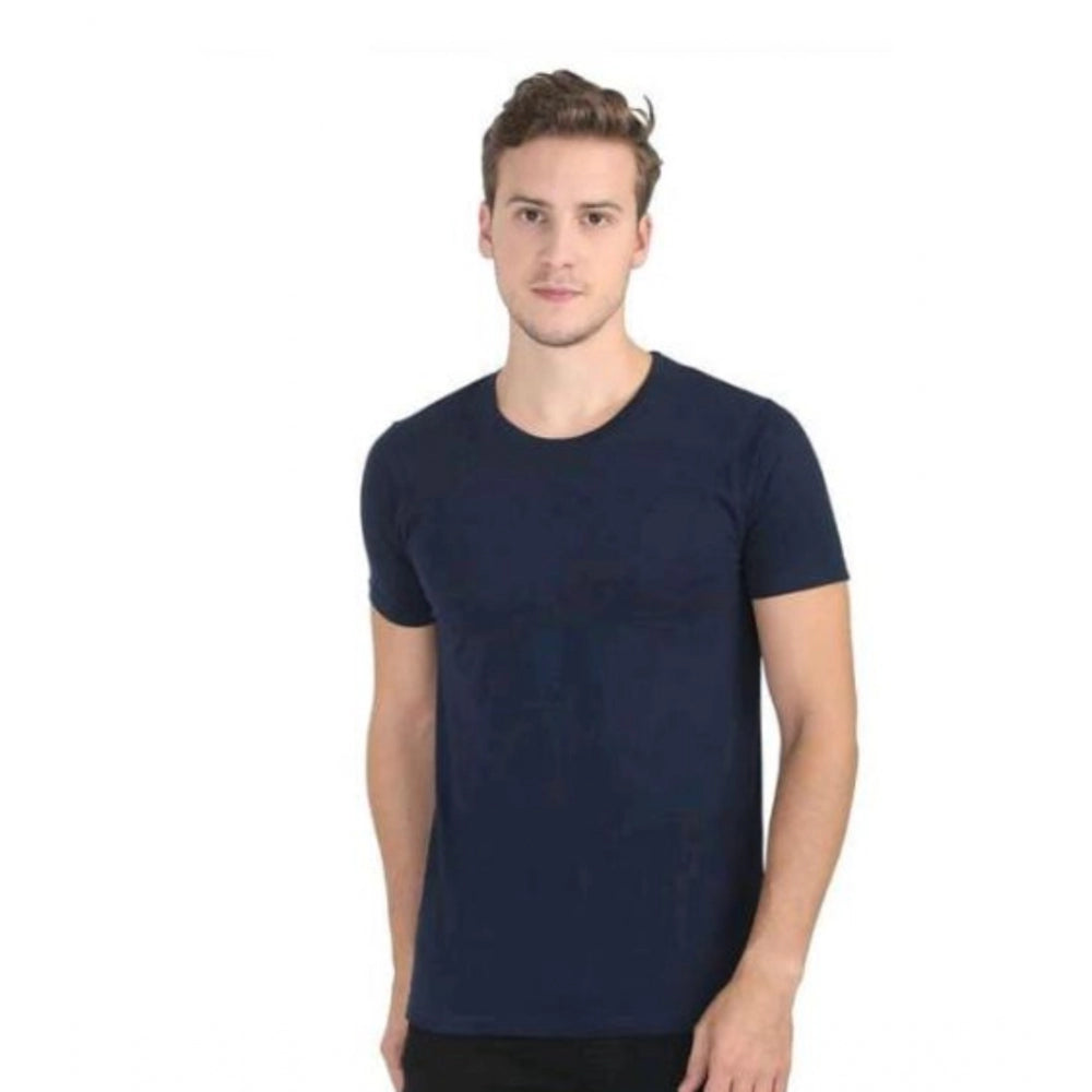 Generic Men's Casual Short Sleeves Cotton Round Neck T-shirt (Navy blue) Secondary image