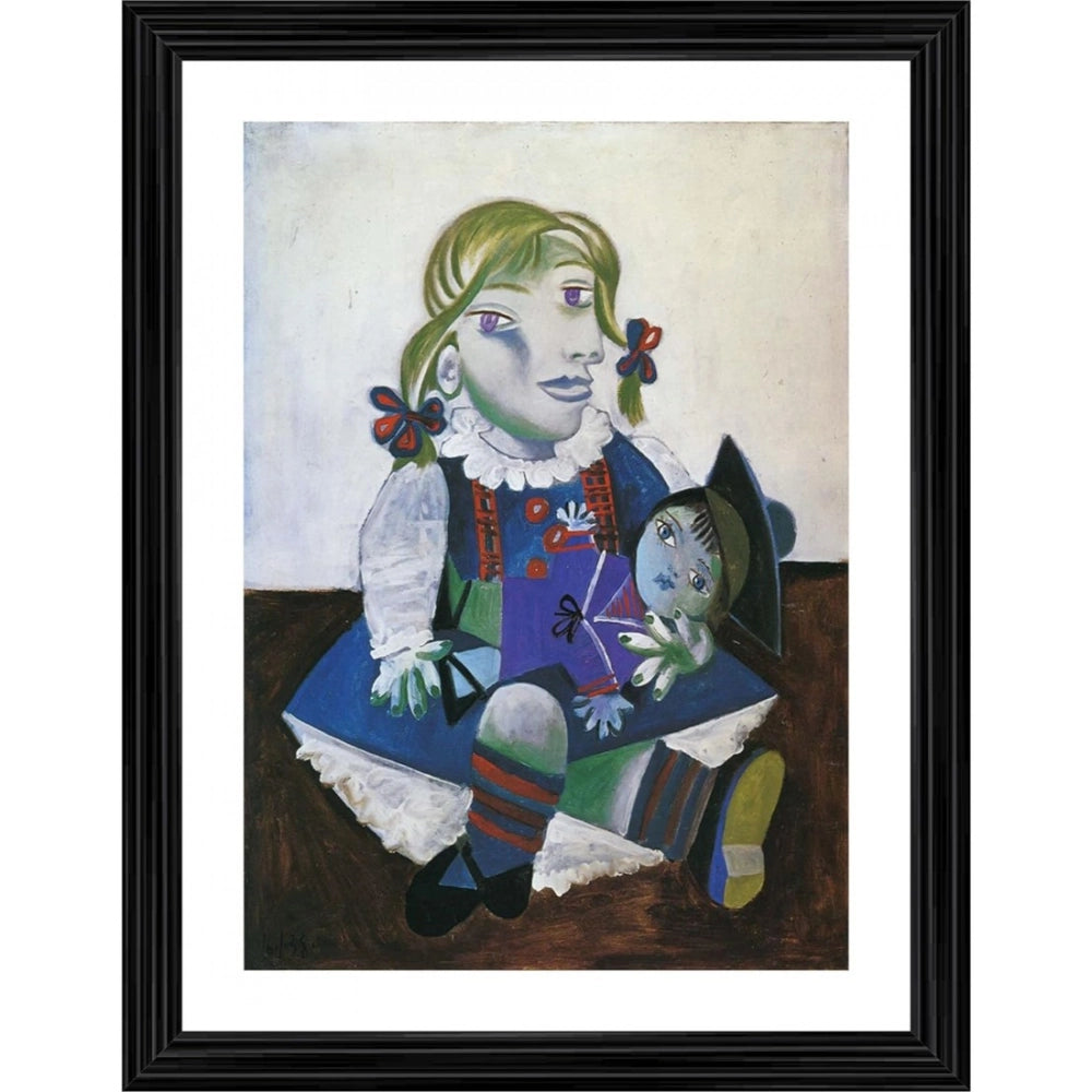 Generic Maya with her Doll 1938 Painting With Wood Photo Frame (Multicolor) Main image
