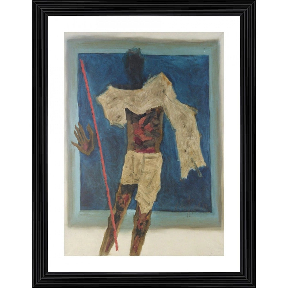 Generic Mahatma Painting With Wood Photo Frame (Multicolor) Main image