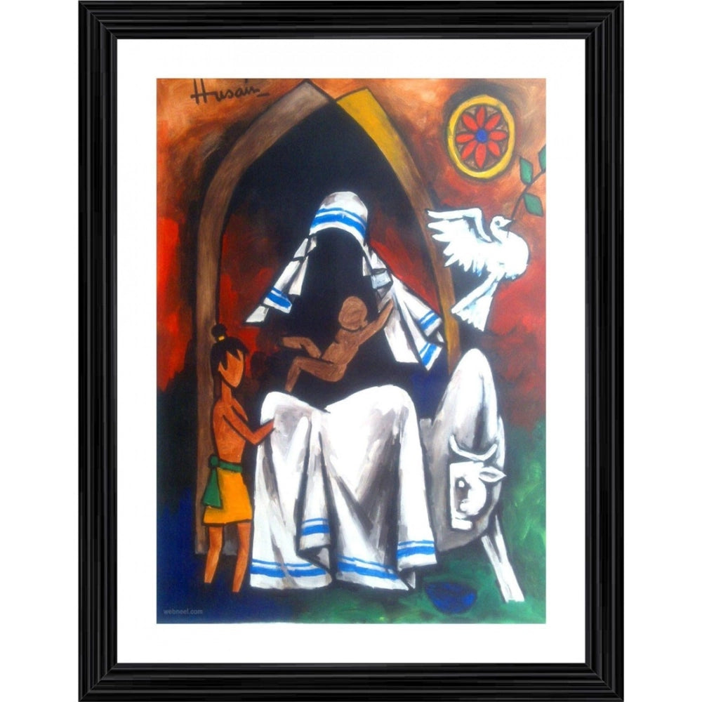 Generic Mother Teresa Goddess of Peace Painting With Wood Photo Frame (Multicolor) Main image