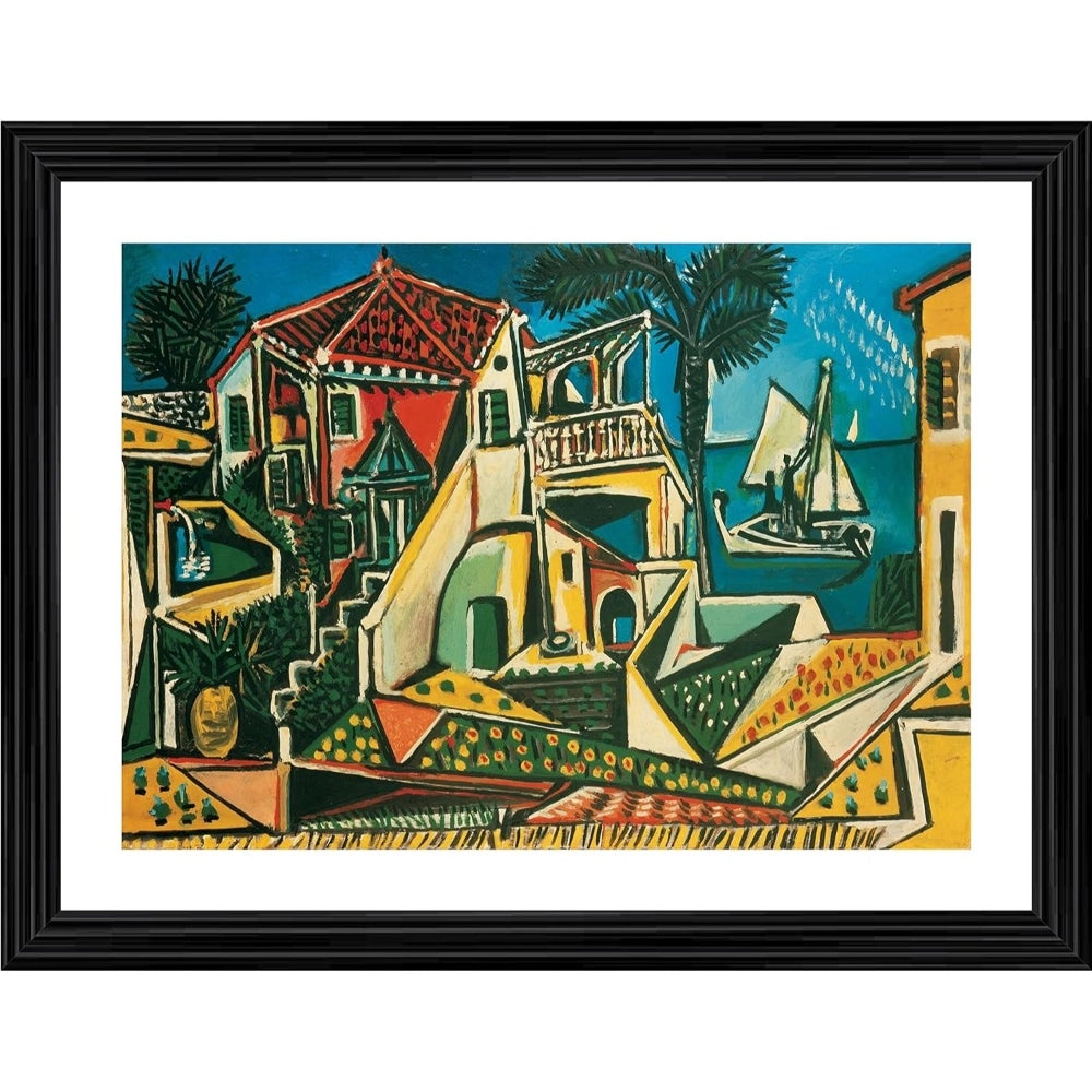 Generic Mediterranean Landscape 1953 Painting With Wood Photo Frame (Multicolor)