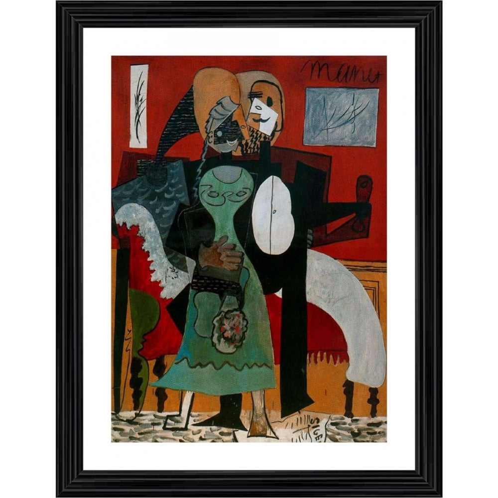 Generic Lovers 1919 Painting With Wood Photo Frame (Multicolor)