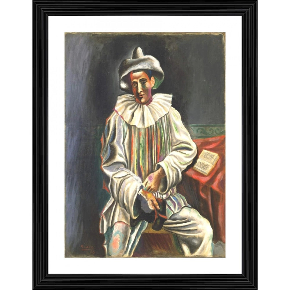 Generic Pierrot 1918 Painting With Wood Photo Frame (Multicolor) Main image