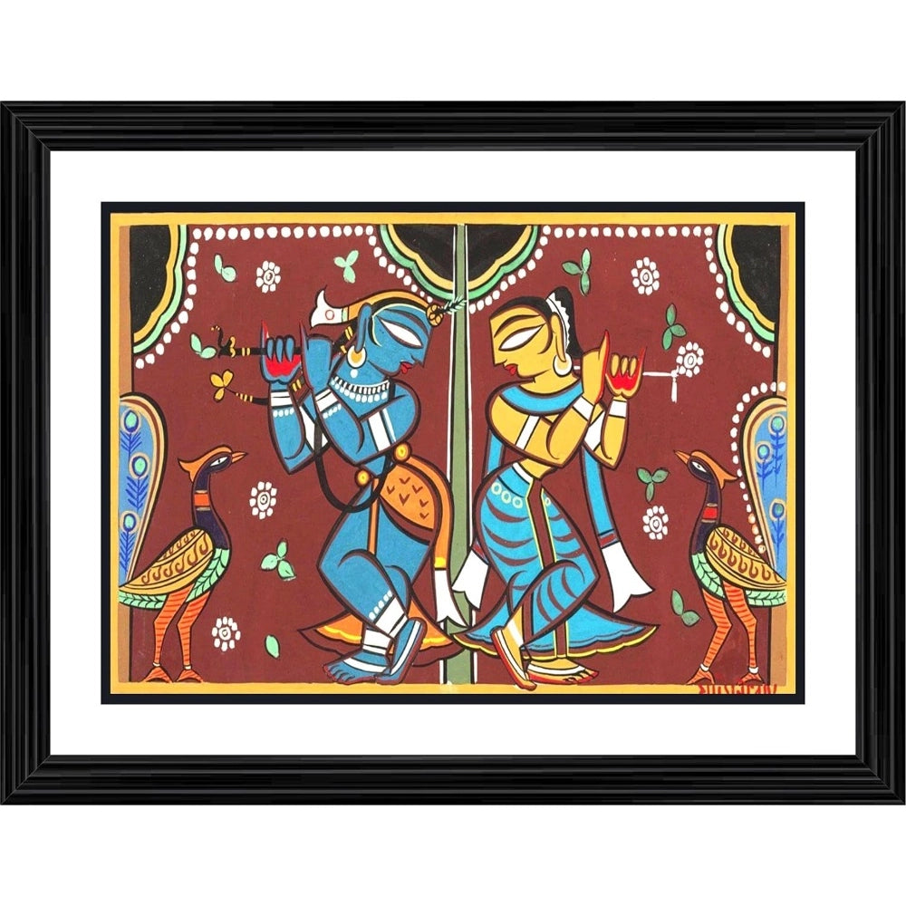 Generic Radha Krishna Painting With Wood Photo Frame (Multicolor) Main image