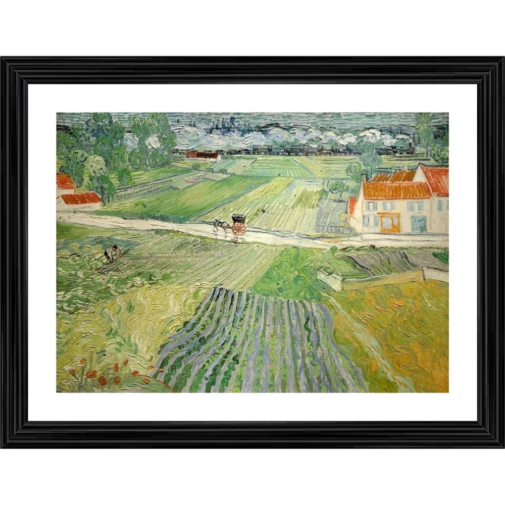 Generic Train in the Rains at Auvers 1890 Painting With Wood Photo Frame (Multicolor) Main image