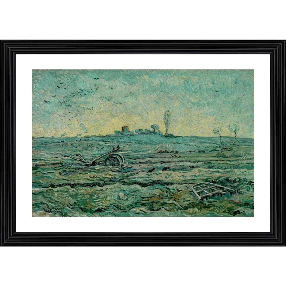 Generic Snow Covered Field with a Harrow 1890 Painting With Wood Photo Frame (Multicolor)