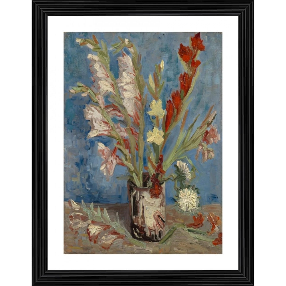 Generic Vase with Gladioli and Chinese Asters 1886 Painting With Wood Photo Frame (Multicolor) Main image