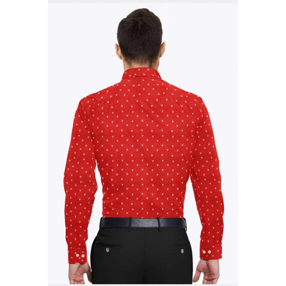 Generic Men's Cotton Blended Printed Full Sleeve Shirt (Red) Secondary image