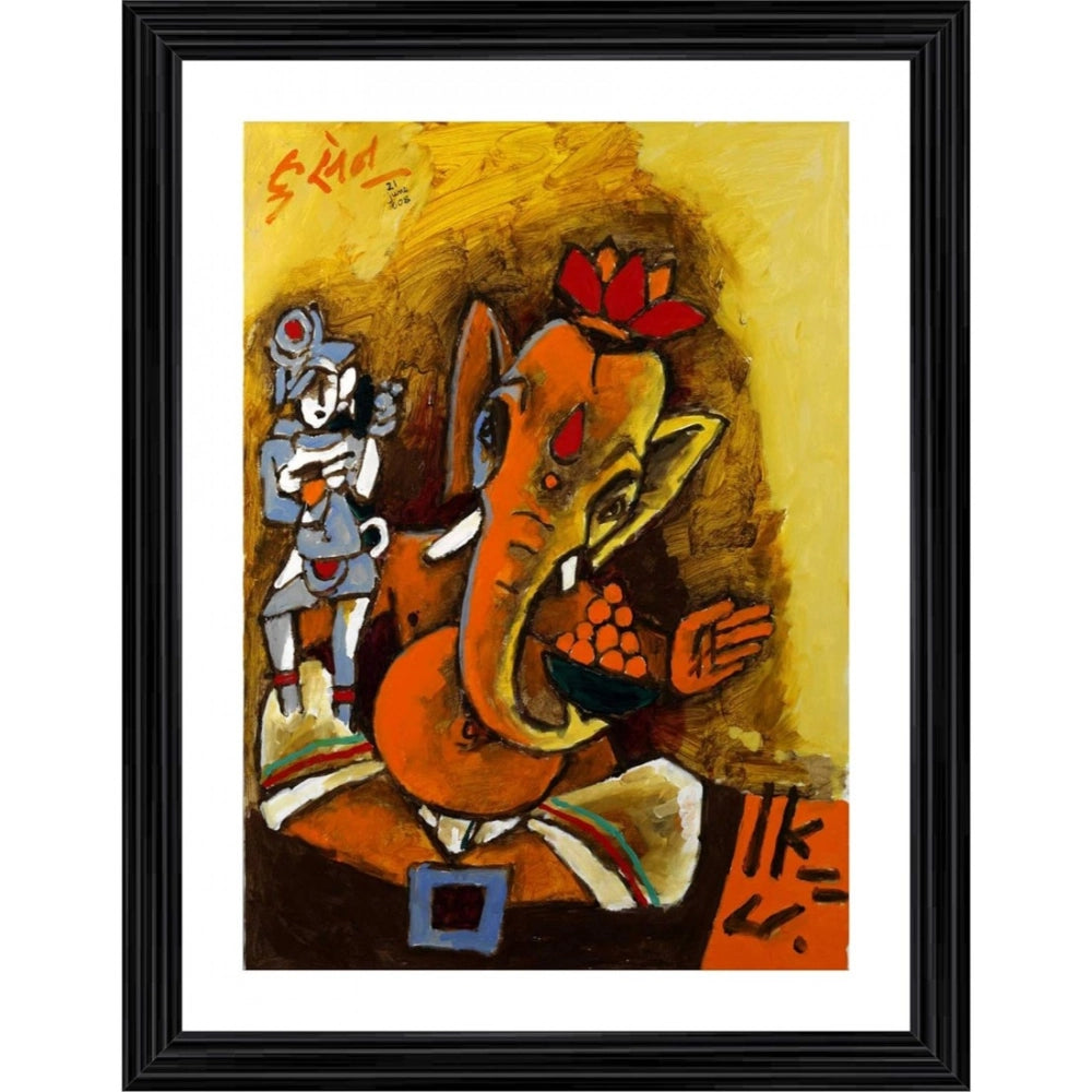 Generic Ganesha Teaches 2008 Painting With Wood Photo Frame (Multicolor) Main image