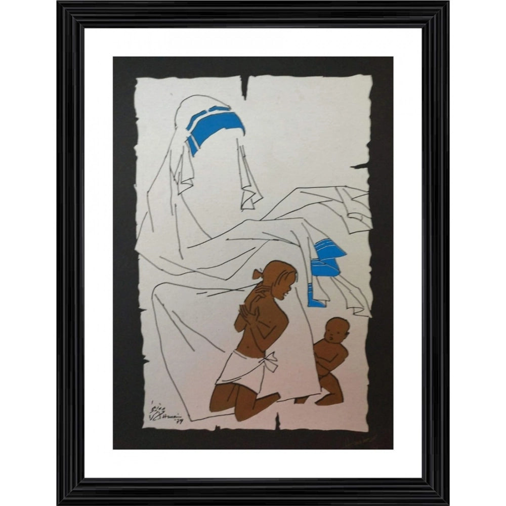 Generic Mother Teresa Angel for Homeless Painting With Wood Photo Frame (Multicolor) Main image