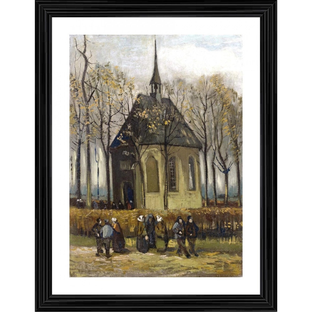Generic Congregation Leaving the Reformed Church 1884 Painting With Wood Photo Frame (Multicolor) Main image