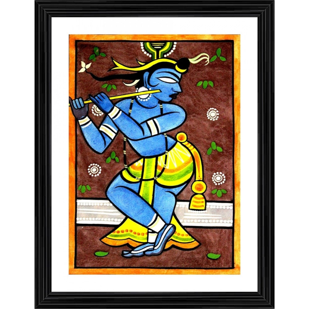 Generic Krishna Painting With Wood Photo Frame (Multicolor) Main image