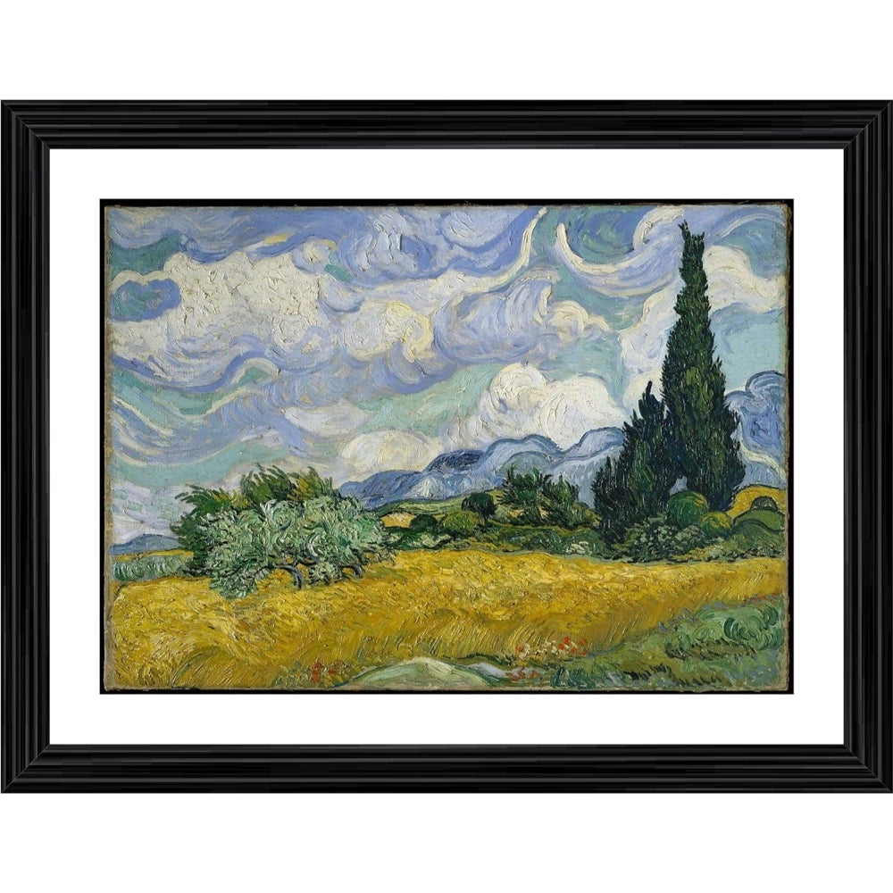 Generic The Cypress and the Wheatfield 1889 Painting With Wood Photo Frame (Multicolor) Main image